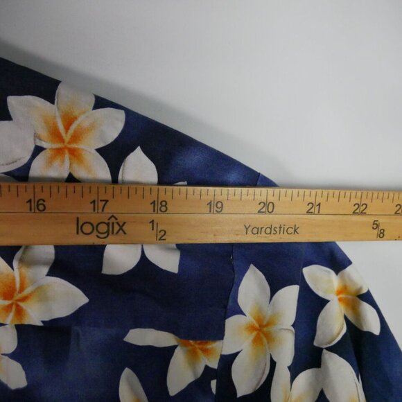 Royal Creations Mens SIze XL Hawaiian Shirt Blue Plumeria Floral Button Up VTG - Picture 7 of 11